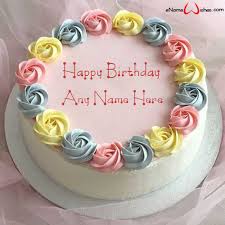 Birthday Wishes With Name Colorful Flowers Birthday Name Wish Cake Buttercream Birthday Cake Cake Name Birthday Cake Writing