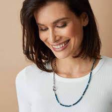 JEWELS BY LEONARDO Collier Clip & Mix Morina • Chaîne d'ancre en acier  inoxydable doré et perles œil de tigre avec pendentif, longueur 64 cm, peut  également être porté comme chaîne courte,