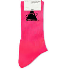Now you can grab that last loop and pull it off the loom. Off White Embroidered Logo Intarsia Stretch Knit Socks Pink Off White