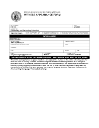 WITNESS APPEARANCE FORM