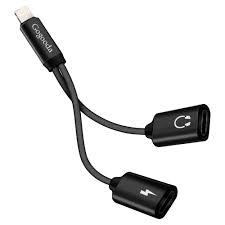 Gogooda Headphone Adapter Audio Splitter Lightning To Dual Lightning Headphone Jack Charger Adapter For Iphone 7 Plus Iphone 8 Plus Black