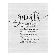 Amazon Com Guests We Re Glad To Have You Welcome Sign Wall Art 11 X 14 Modern Typographic Poster Print Ready To Frame Perfect Home Guest Room Cabin B B Lake Beach House Decor Inviting Message For Guests Handmade Products