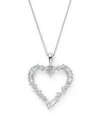 Bloomingdale S Diamond Round And Baguette Heart Pendant Necklace In 14k White Gold 75 Ct T W 100 Exclusive Jewelry Accessories Bloomingdale S Initial Necklace Gold Womens Diamond Necklace Heart Necklace Diamond