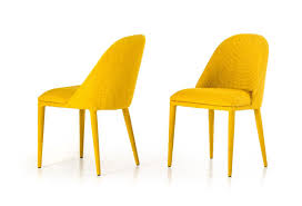 Brooke Modern Yellow Fabric Dining Chair Set Of 2 Modern Fabric Dining Chairs Yellow Dining Chairs Dining Chairs