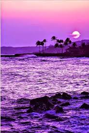 This colorful purple and red sunset is high above a beautiful sea. Beautiful Beach With A Purple Sunset Nature Beautiful Nature Beautiful Sunset