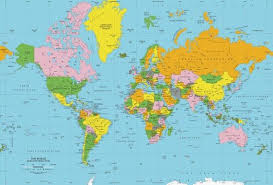 Classic Colors World Political Map Wall Mural Vintage Style Etsy World Political Map World Map Wallpaper Free Printable World Map