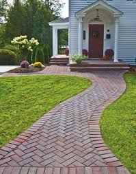 We love this classic design with little twist. Brick Stone Walkways Walkway Pavers Ep Henry Ep Henry Patio Stones Brick Patios Brick Sidewalk