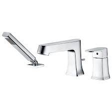 Anzzi Rin Single Handle Deck Mount Roman Tub Faucet With Handheld Sprayer In Polished Chrome Silver Overstock 25451023