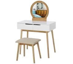 Vérin de réglage en hauteur. Coiffeuse Design Scandinave Miroir 2 Tiroirs Et Tabouret Blanc Pin Clair Coiffeuse But