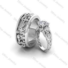 His And Her Promise Rings Matching Skull Wedding Band Skull Wedding Ring Engagement Rings Wedding Bands Set Gothic Engagement Ring