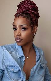 Black And Burgundy Knotless Box Braids Stunning Crochet Box Braids Hairstyles 7 Burgundy Box Braids In A Bun Boxb Burgundy Box Braids Box Braids Hairstyles Box Braids Hairstyles For Black Women