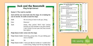 Classics, modern plays and fairytales. Ks1 Jack And The Beanstalk Play Script Extracts Differentiated Reading