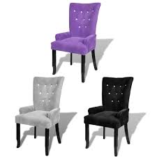Luxury High Back Dining Chair Tufted Velvet Accent Armchair Purple Black Silver High Back Dining Chairs Tufted Dining Chairs Dining Chairs