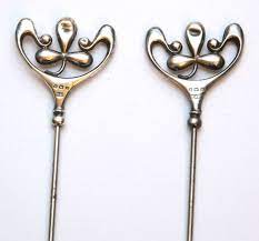 Pair Of Edwardian Charles Horner Style Sterling Silver Hat Pins Birmingham 1908 Silver Hats Hat Pins Hats