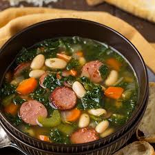 Kale White Bean And Sausage Soup Recipe Yummly Recipe Bean And Sausage Soup Beans And Sausage Kale Recipes