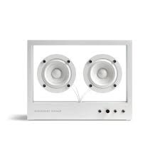 small transparent speaker glass and aluminium speaker transparent