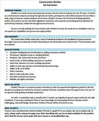 Free 9 Sample Welder Job Description Templates In Ms Word Pdf