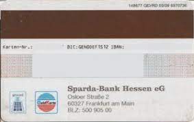 Blz bezeichung plz ort bic/swift links; Bank Card Sparda Bank Bankcard Ec Sparda Bank Hessen Eg Germany Federal Republic Col De Ms 0076