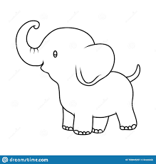 Empty Outline Of A Cute Childish Cartoon Baby Elephant Isolated Contour For Coloring Books St Elephant Drawing For Kids Cute Elephant Drawing Elephant Drawing