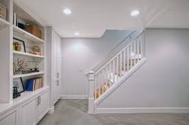 Opening Up The Basement Stair Makes The Room Feel Larger Addition On Three Floors Board Vellum Basement Stairway Basement Staircase Open Basement Stairs