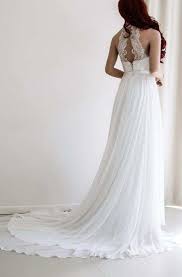Sheath Halter Organ Plaited Dress With Special Back Design June Bridals In 2020 Pleated Wedding Dresses Wedding Dress Chiffon Boho Wedding Dress