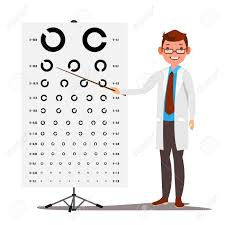 Male Ophthalmology Vector Doctor And Eye Test Chart In Clinic