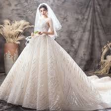 Check spelling or type a new query. Luxus Herrlich Champagner Brautkleider Hochzeitskleider 2019 Ballkleid Spaghettitrager Pailletten Armellos Ruckenfreies Schleife Konigliche Schleppe