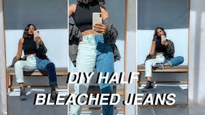 It's a great way to give an old piece of clothing a new life, or make a boring item more fun. I Tried The Diy Half Bleached Jeans Trend Youtube