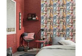 Coole Kombination Aus Tapeten In Ziegestein Und Holzoptik Die Roten Steine Wirken Tauschend Echt Tapete Stein Zie Tapete Steinoptik Steintapete Tapeten