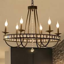 Industrial Candle Chandelier Lamp 6 8 Lights Metal Living Room Pendant Light In Black Takeluckhome Com
