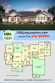 Ranch Style House Plan 51987 With 4 Bed 4 Bath 3 Car Garage Craftsman House Plans Ranch House Plans Ranch Style House Plans