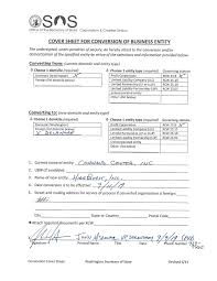 Use 8½ x 11 white paper for attachments. Hirequest Inc Ex 3 3 Cover Sheet For Conversion Of Business Entity And Articles Of Conversion As Expected To Be Filed With The Secretary Of State Of The State Of Washington On