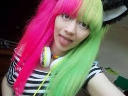 Pink And Green Split Dye Hair Green Hair Pink Hair Dye Split Dyed Hair