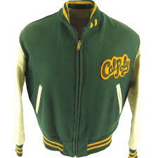 Vintage 60s Varsity Letterman Jacket Mens 46 Cal Poly University Leather Patch The Clothing Vault Vintage Varsity Jacket Varsity Letterman Jackets Mens Jackets