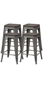 Vidaxl 2x dining chairs kubu rattan and mango wood grey kitchen furniture seat. Amazon Com Yaheetech Iron Metal Dining Chairs Stackable Side Chairs Tolix Bar Chairs With Back Indoor Outdoor Classic Chic Industrial Vintage Bistro Cafe Trattoria Kitchen Gun Metal Set Of 4 Furniture Decor