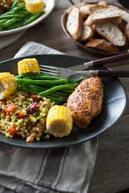 Check spelling or type a new query. Oven Grilled Chicken Breast Couscous Corn Cob And Green Bean Salad By Mental Art Design Chicken