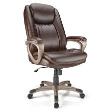 Realspace Tresswell Bonded Leather High Back Office Depot In Stock High Back Chairs Brown Leather Office Chair Brown Leather Armchair