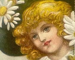 VA22G, Antique, Lightly Embossed, John Winch, Valentine Postcard, Valentine  Thoughts, Purple Violet Flowers, Green Leaves, Germany