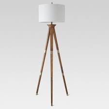 Triple shelf floor lamp at brookstone—buy now! Oak Wood Tripod Floor Lamp Brass Threshold Target