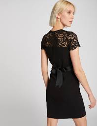 Les dernières robes en dentelle à la mode sur milanoo.com maintenant. Robe Ajustee Avec Dentelle Et Noeud Noir Femme Morgan