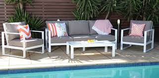 Choose Dallas Aluminium 4 Piece Lounge Setting White Grey 311ct From Australia S Largest Aluminium Garden Furniture Outdoor Furniture Quality Outdoor Furniture