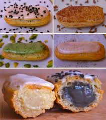 Pate A Chou Eclairs Vanille Cafe Pistache Sesame Noir Tutoriel Photo Creme Patissiere Pistache Recette Creme Patissiere Recette Eclair Vanille