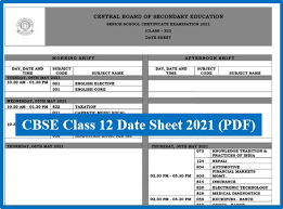 New Cbse 12th Date Sheet 2021 Expected June Cbse Class 12 Time Table 2021 Cbse Gov In