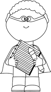 Black And White Superhero Art Black And White Superhero With Notepad And Pencil Clip Art Superhero Boy Flying Image Red Ribbon Week Superhero Clip Art