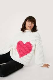 Heart Pattern Super Chunky Knit Jumper Nasty Gal