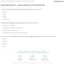 Quiz Worksheet Literary Devices In Fahrenheit 451 Study Com