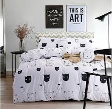 Halloween cat twin full queen king size bed duvet/quilt cover set bedding sets. Cool Black And White Cartoon Cats 100 Cotton 3pcs 4pcs Comforter Duvet Bedding Set Twin Queen King Size Duvet Bedding Sets Duvet Comforters Twin Bed Sets