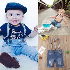 Shop Toddler Kids Baby Boy Denim Hole Jeans Bib Overalls Short Pants Clothes Casual Summer Online From Best For Babies On Jd Com Global Site Joybuy Com