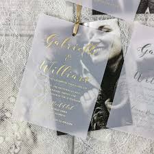 Learn to make jumbo tissue confetti for fun wedding photos. Gold Foil Vellum Paper Layered Photo Wedding Invitations Cfi009