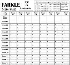 Farkle Score Sheet Free Printable